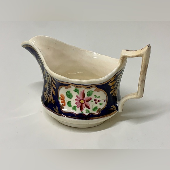 19th Century Gaudy Welsh Columbine Pattern Hand Painted Gravy Boat Creamer Jug - Picture 4 of 16